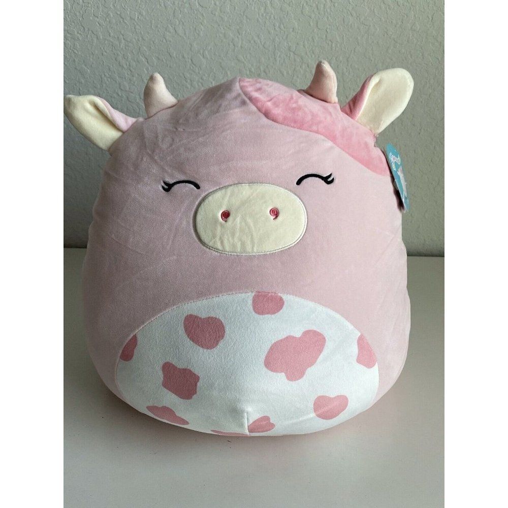 Squishmallow 16” CLAY the COW Pink Spotted Belly KELLYTOY‎ Soft Plush 2023 NEW